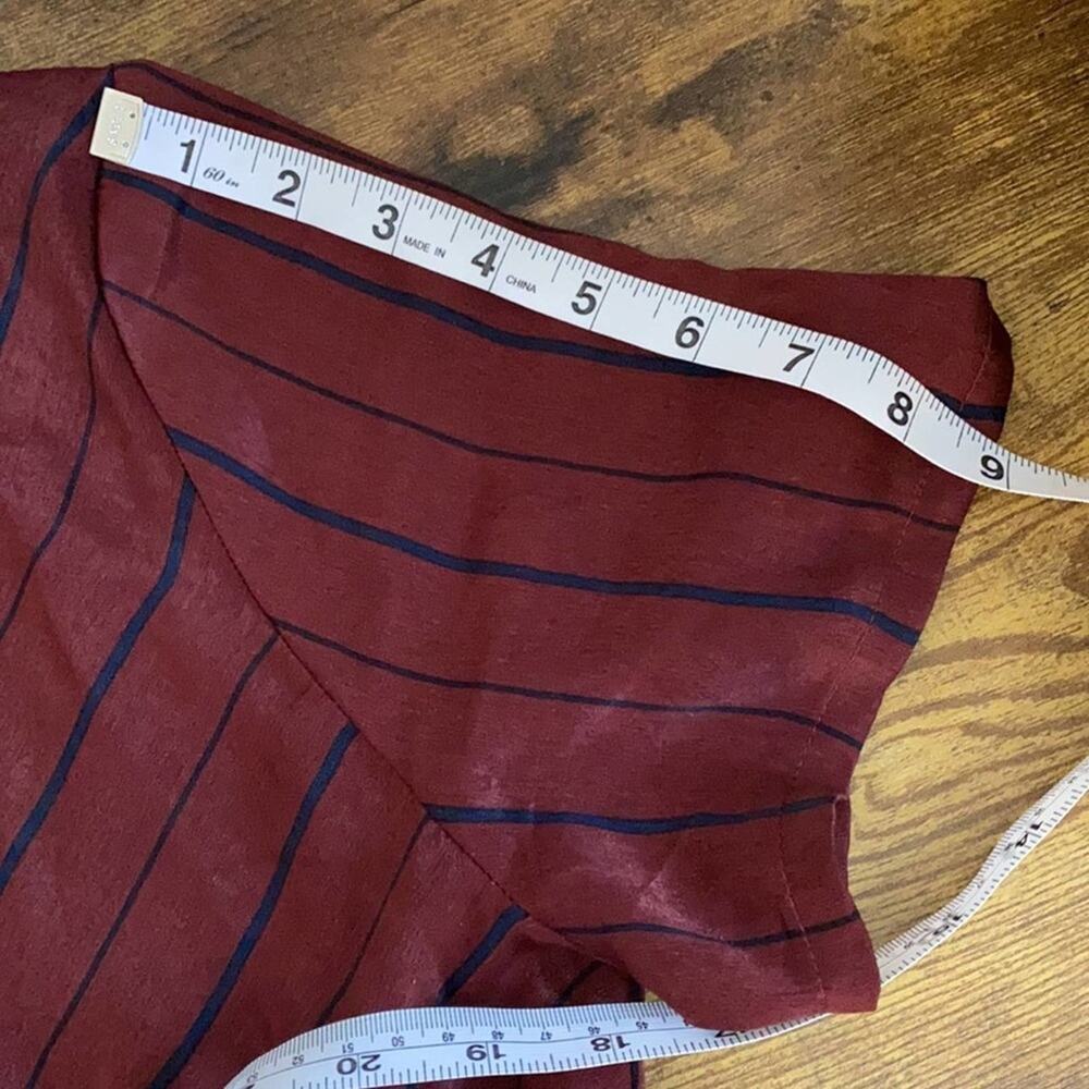 Xhilaration Burgundy & Black Striped Wrap Jumpsuit - Picture 7 of 11